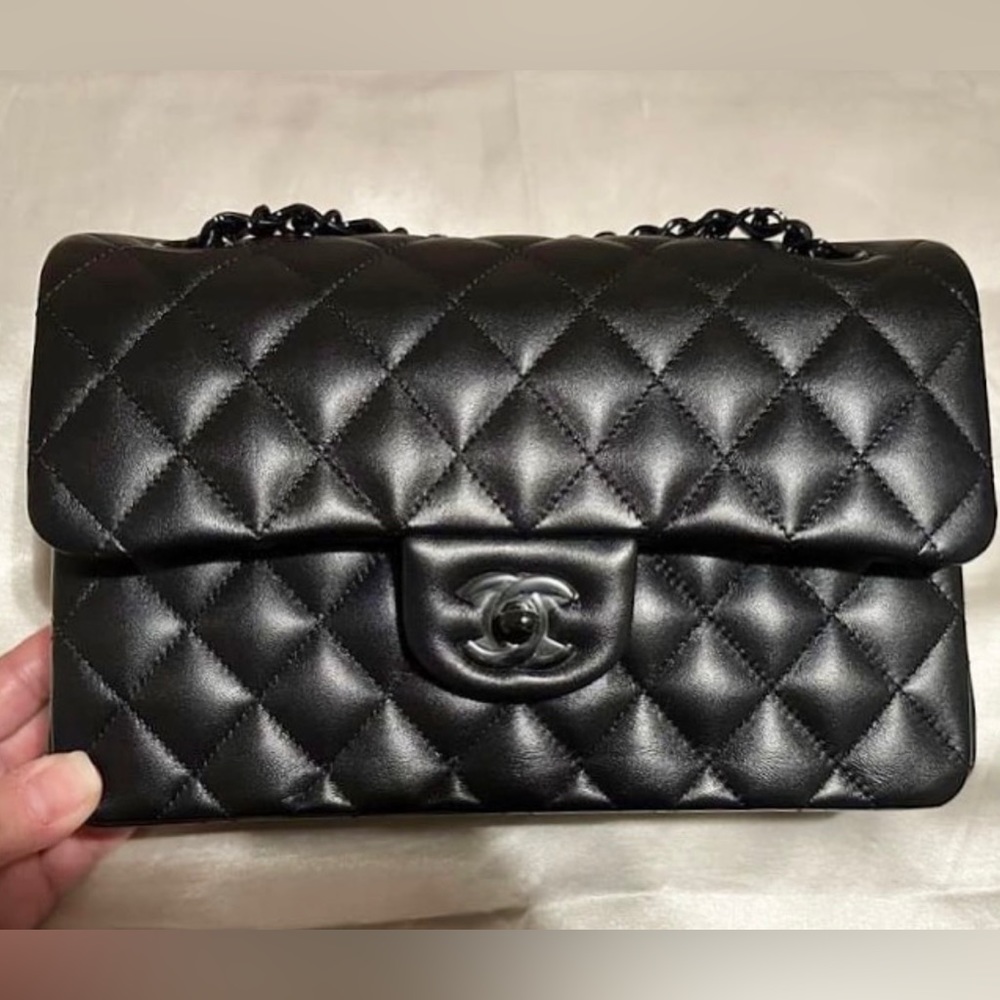 SOLD Authentic Chanel 23B Small So Black Double Flap - Black w/BHW